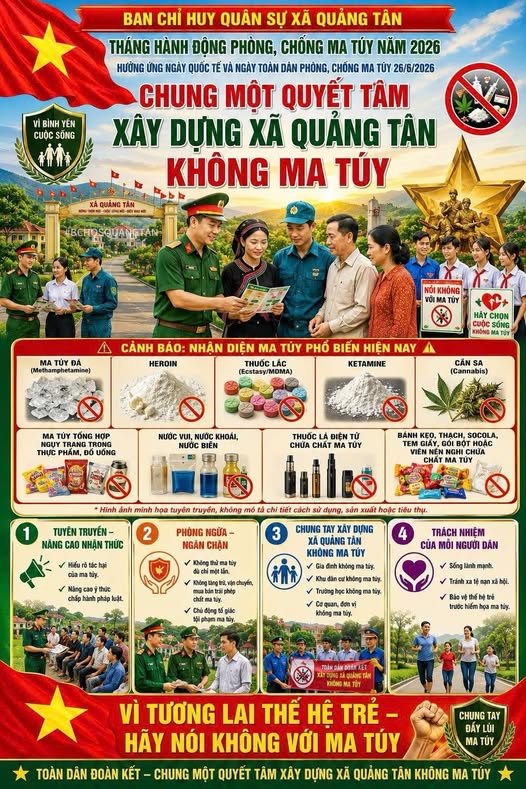 Hưởng ứng tháng hành động phòng, chống ma túy năm 2026 và ngày quốc tế, ngày toàn dân phòng, chống ma túy 26/6/2026